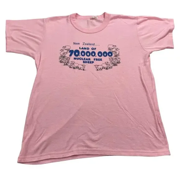 Rare VTG 80s New Zealand T-Shirt, Pink, Size M, Made in New Zealand, Seabreeze - Picture 1 of 6